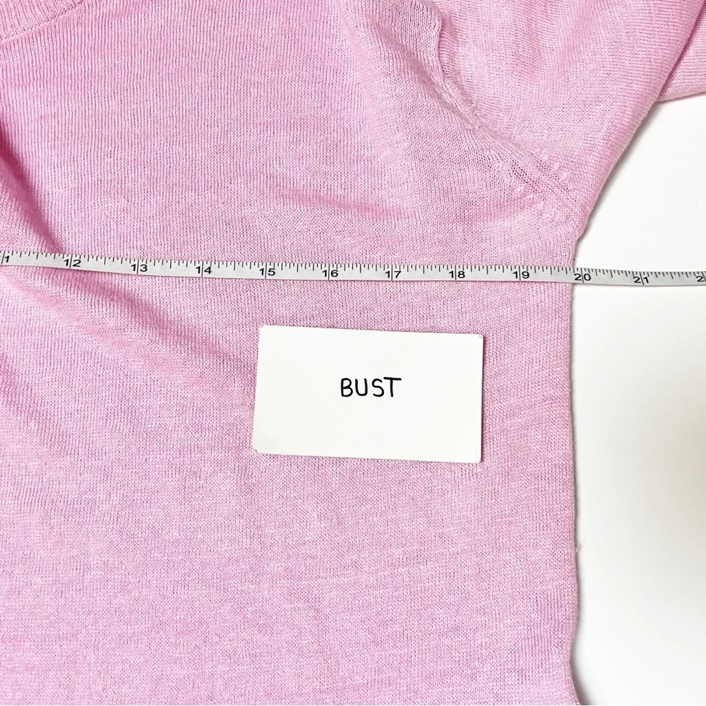 J. Crew 100% Linen Sweater Pom-Pom Trim‎ small bubblegum pink lightweight boxy